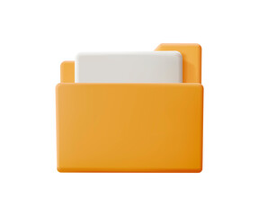 Fototapete - 3d cartoon style minimal folder with files, paper icon. File management concept. File symbol. Document archive sign. Web