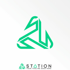 Poster - Unique letter or word three S line font in triangle around image graphic icon logo design abstract concept vector stock. Can be used as a symbol related to initial or monogram