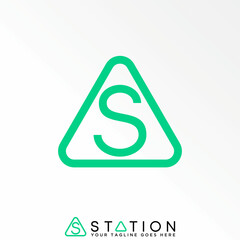 Poster - letter or word S line font in triangle image graphic icon logo design abstract concept vector stock. Can be used as a symbol related to initial or monogram