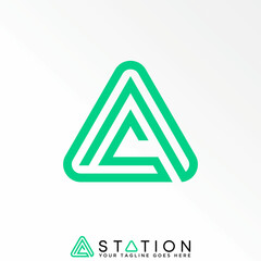 Poster - letter or word SA line font in triangle image graphic icon logo design abstract concept vector stock. Can be used as a symbol related to initial or monogram