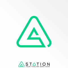 Poster - letter or word S or SA line font in triangle image graphic icon logo design abstract concept vector stock. Can be used as a symbol related to initial or monogram