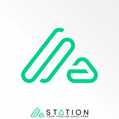 Poster - letter or word SA line font in cutting triangle image graphic icon logo design abstract concept vector stock. Can be used as a symbol related to initial or monogram