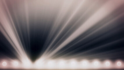 Poster - Bright stage lights flashing. Free stage with lights. Stage lighting background. Concert light. Stage Spotlight with Laser rays