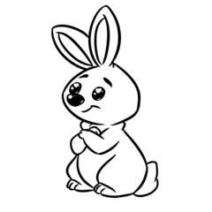 Wall Mural - Rabbit cheerful kind smile coloring page cartoon illustration