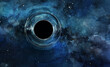 Black hole watercolor illustration. Space galaxy background