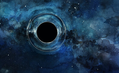 Wall Mural - Black hole watercolor illustration. Space galaxy background