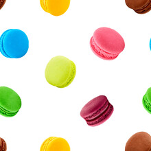 Macaroons Isolated On White Background, SEAMLESS, PATTERN