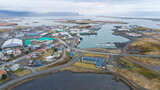 Fototapeta Przestrzenne - Aerial view of town of Hofn in hornafjordur in Iceland