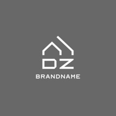 Sticker - Monogram DZ house roof shape, simple modern real estate logo design