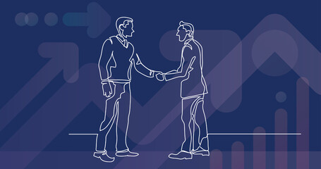 Wall Mural - continuous line drawing of business people meeting handshake