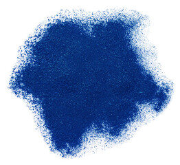 Blue spirulina powder on white background