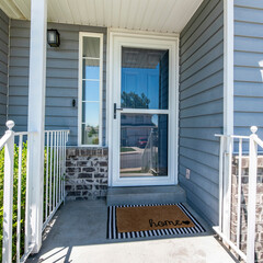 Sticker - Square Front porch of a house with glass storm door with sidelight