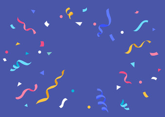vector illustration of confetti on blue background.