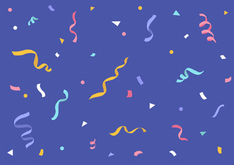 vector illustration of confetti on blue background.