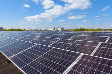 the solar panels on the roof