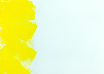 Wall Mural - yellow strokes of paint roller on white wall. home repair concept.