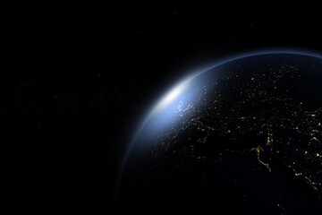 Wall Mural - abstract earth in space galaxy. 3d rendering elements of this image furnished by nasa