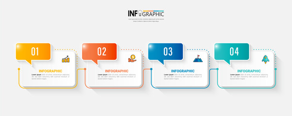 Sticker - Infographic elements design template, business concept with 4 steps or options, can be used for workflow layout, diagram, annual report, web design.Creative banner, label vector.