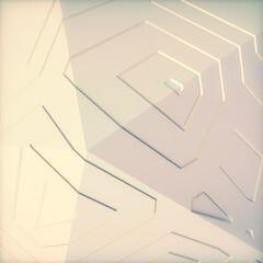 Poster - Trendy geometric background in white. Abstract technology cover. 3d rendering digital illustration