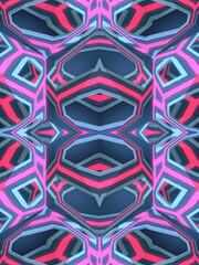 Poster - Neon colored fantasy object 3d rendering digital illustration. Abstract geometric background