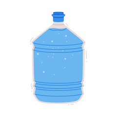 Sticker - Water in Closed Plastic Bottle with H2O Pure Liquid Poured Inside Vector Illustration