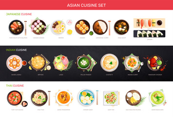 Wall Mural - Asian Cuisine Flat Infographics