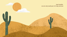 Beige And Green Abstract Desert Simple Quote Desktop Wallpaper