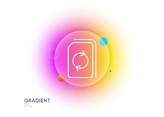 Aufkleber - Update Document line icon. Gradient blur button with glassmorphism. Refresh Information File sign. Paper page concept symbol. Transparent glass design. Update document line icon. Vector