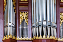 Old Metal Organ Pipes In A Church