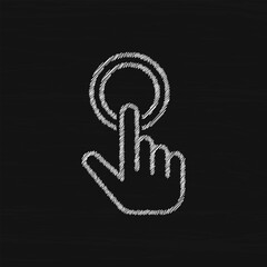Poster - Round button white sketch vector icon. Cursor pointer symbol, logo illustration