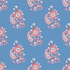 Indian flower block print seamless design