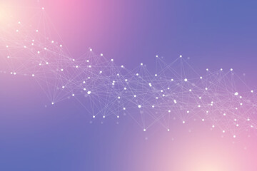 Fototapete - Technology abstract background with connected line and dots. Big data visualization. Artificial Intelligence and Machine Learning Concept Background. Analytical networks illustration
