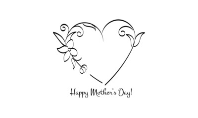 Sticker - Happy Mother's Day. Floral Heart. Mothers day special design for print or use as poster, card, flyer, Tattoo or T Shirt