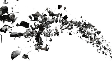Wall Mural - space debris in earth orbit, dangerous trash isolated on white background