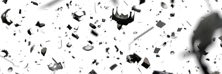 Wall Mural - space debris in earth orbit, dangerous flying trash isolated on white background banner
