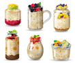 © Macrovector - Colored Realistic Overnight Oats Icon Set