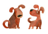 Fototapeta Pokój dzieciecy - Two dogs. Watercolor illustration, hand drawn