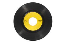 Single 45rpm Vinyl Record With Envelope On White Background