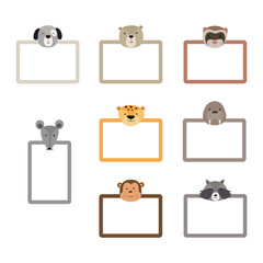 Set of vector frames with animals. Children photo frame animal