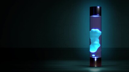 Fototapete - Blue lava lamp on dark background with free place - loop video
