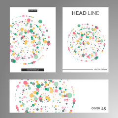 Aufkleber - Vector frame design. Minimalistic line with dots color halftone. Creative element for design and business cards and annual report, invitations and brochures