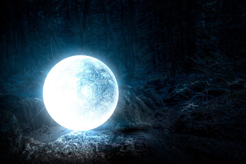 Wall Mural - spooky night image . mixed media