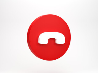 Poster - 3D rendering, 3D illustration. Phone call icon isolated on white background. Telephone icons red reject incoming call