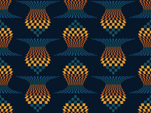 Checkered Abstract Seamless Pattern. Distorted Grid Of Their Squares In Retro Style. Design For Banners, Wrapping Paper And Promotional Items. Vector Illustration