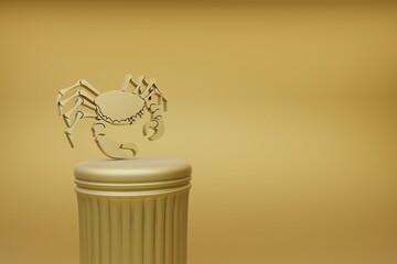 Poster - Beautiful abstract illustrations Golden zodiac sign Cancer symbol icons on a golden column and wonderful background. 3d rendering illustration. Background pattern for design.