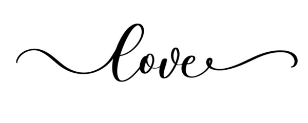 Love. Continuous line script. Cursive text i love you. Lettering vector inscription for poster, card, banner valentine day, wedding, tee, t shirt.