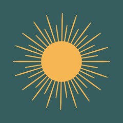Abstract sun print boho minimalist print wall art geometric abstract sunset print bohemian art, vector.