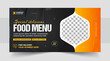 Fast food promotion web banner template design, Restaurant healthy burger online sale social media marketing cover or flyer