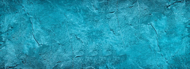 Wall Mural - blue green abstract background. toned rough rock surface texture. beautiful teal background with cop