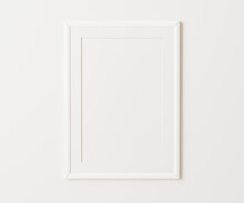 White Portrait Frame With Mat Mockup On White Wall, 3:4 Ratio, 30x40 Cm, 18x24". Empty Poster Frame Mock Up,. 3d Rendering